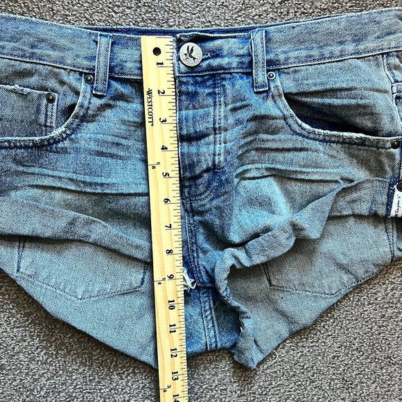 ONE X ONETEASPOON Distressed Cutoff DENIM SHORTS Micro Mini Jorts | Sz 26 - Picture 8 of 9